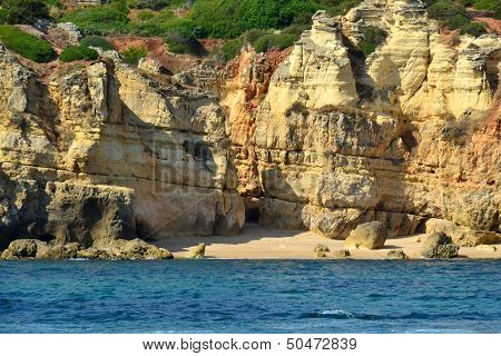 Cliffs Baleeira, Albufeira In The Algarve