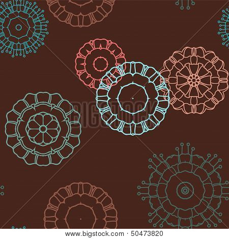 Seamless Wallpaper Background With Abstract Flowers