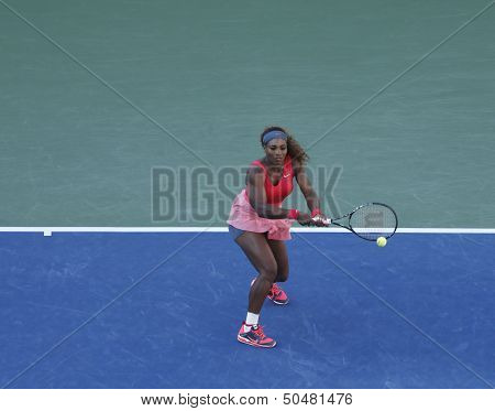 Seventeen times Grand Slam champion Serena Williams during her final match at US Open 2013