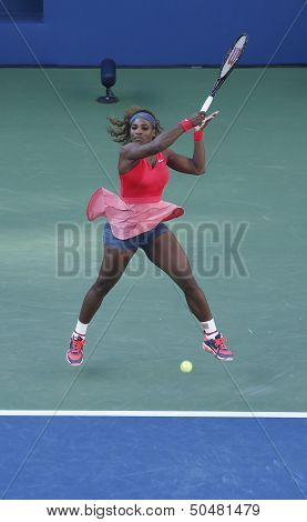 Seventeen times Grand Slam champion Serena Williams during her final match at US Open 2013
