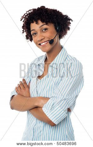 Confident Smiling Female Telecaller