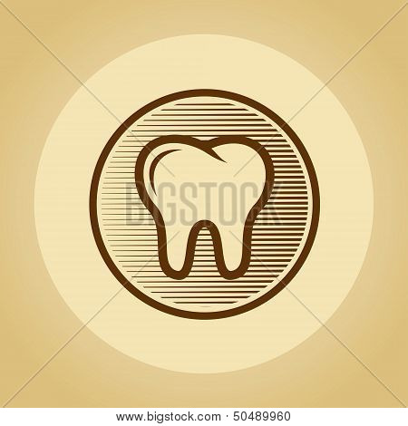 Tooth logo in retro style.