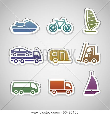 flat retro color stickers - set eight