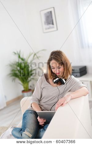 cheerful young women at home