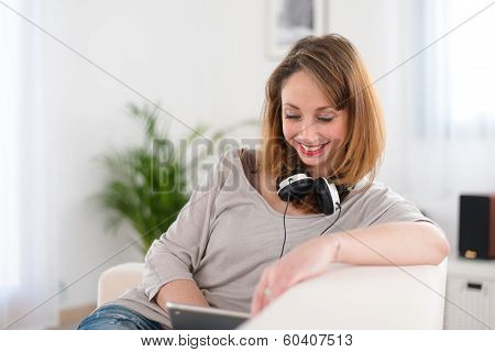 cheerful young women at home