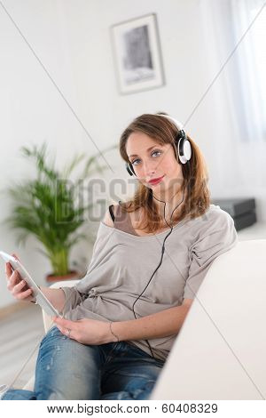cheerful young women at home