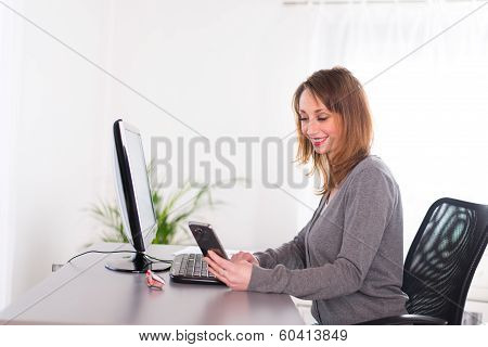 young woman working at office