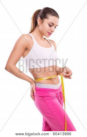Weight Losing - Measuring Beautiful Woman's Body