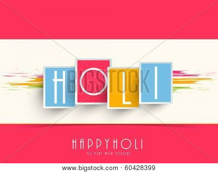 Beautiful stylish text Holi on pink and colourful background, concept for Indian colour festival Happy Holi.