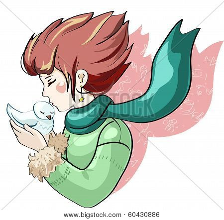 Girl and Dove