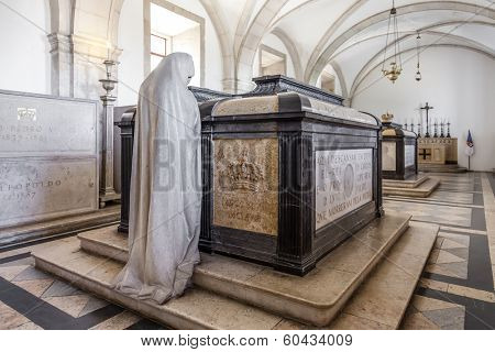 Lisbon, Portugal, September 15, 2013: King D. Carlos I and Prince D. Luiz Tombs. Pantheon of the House of Braganza. Sao Vicente de Fora Monastery. Lisbon, Portugal.