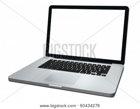 3D blank laptop computer isolated on white with 2 clipping path : one for global scene and one for t