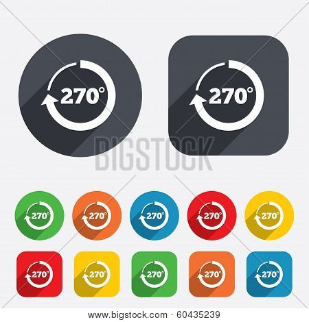Angle 270 degrees sign icon. Geometry math symbol