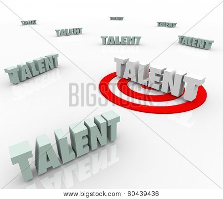 Talent Words Target Bulls Eye Job Skills Best Job Candidate Applicant