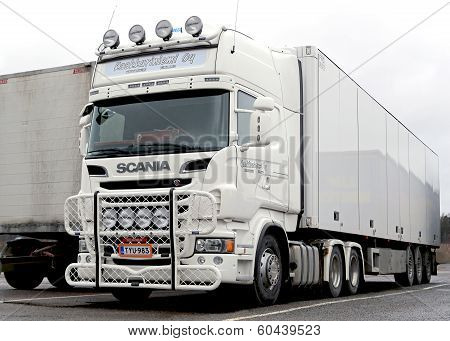 White Scania Truck