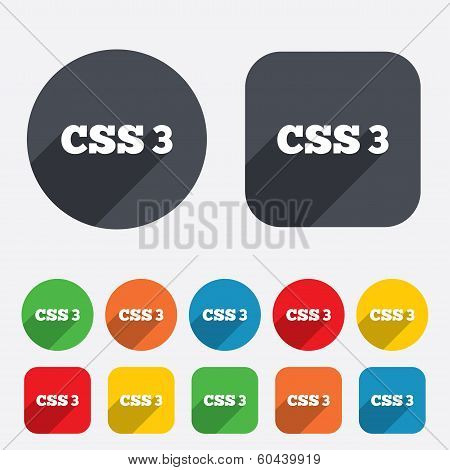 CSS3 sign icon. Cascading Style Sheets symbol.