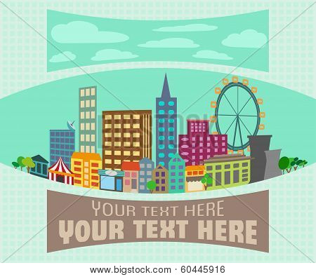 Cartoon city view flat background
