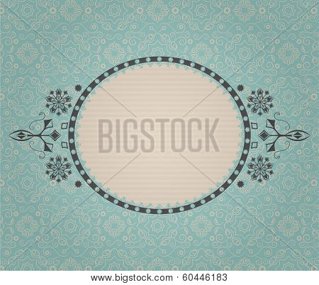 Vintage blue-beige seamless background and frame