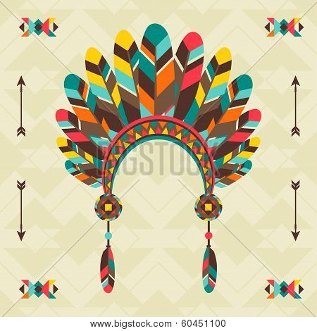 Ethnic background with headband in navajo design.