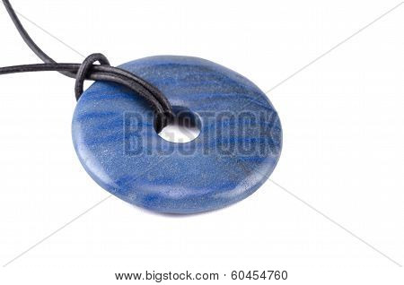 Dumortierite Stone Donut On Leather String