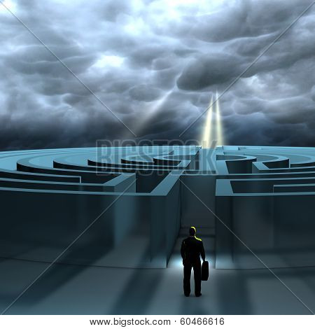 A Business Man Ready To Find A Path To Reach Its Destination