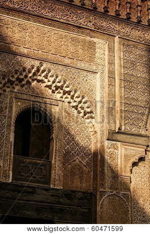 Detail Of The Beautiful Tile Mosaic Decoration Of The At Fez, Morocco