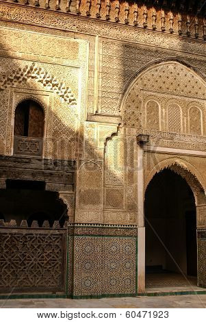Detail Of The Beautiful Tile Mosaic Decoration Of The At Fez, Morocco