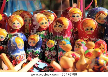 Russian nested dolls matryoshka at the fair