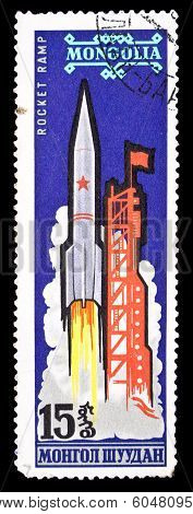 Mongolia Stamp, Start Of Spaceship