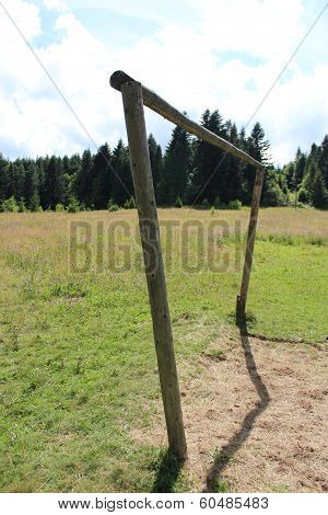 wry football gate in rural field