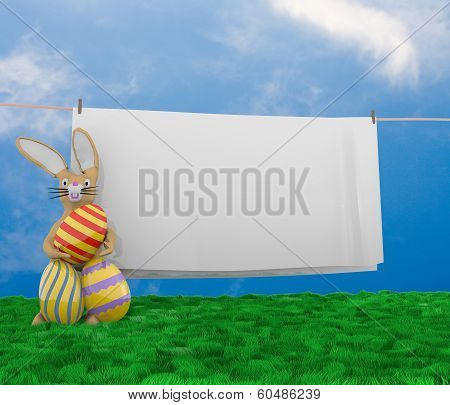 easter bunny with clothesline