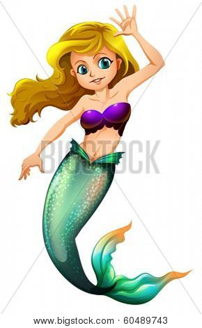Illustration of a pretty mermaid on a white background