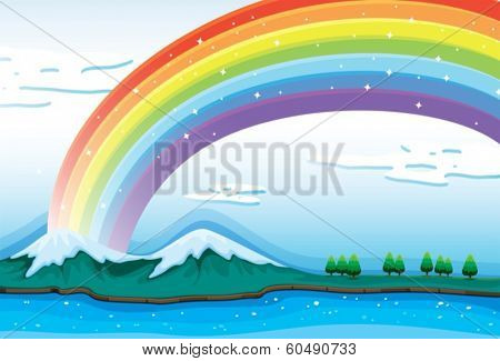 Illustration of a beautiful rainbow in the sky