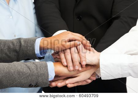 business, succcess and winning concept - group of businesspeople celebrating victory