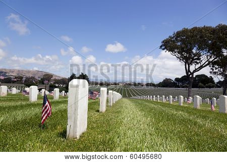 Headstones At United States National Cemetery