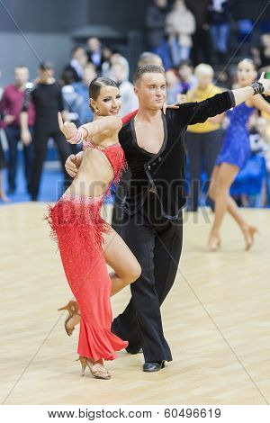 Minsk-belarus, February, 9: Unidentified Dance Couple Performs Adult Latin-american Program On Ogni