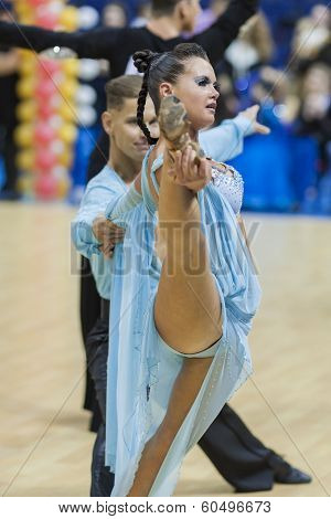 Minsk-belarus, February, 9: Unidentified Dance Couple Performs Adult Latin-american Program On Ogni
