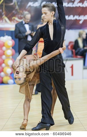 Minsk-belarus, February, 9: Unidentified Dance Couple Performs Youth-2 Latin-american Program On Ogn