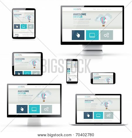 Isolated Set of Responsive Website Designs in Electronic Devices