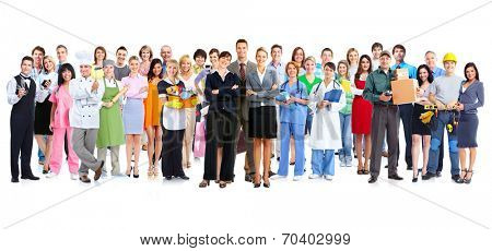 Group of workers people. Isolated on white background