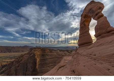 Beautiful Sunset Sky South Side View Of Delicate Arch