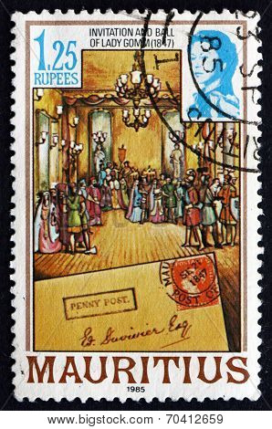 Postage Stamp Mauritius 1985 Invitation And Ball Of Lady Gomm