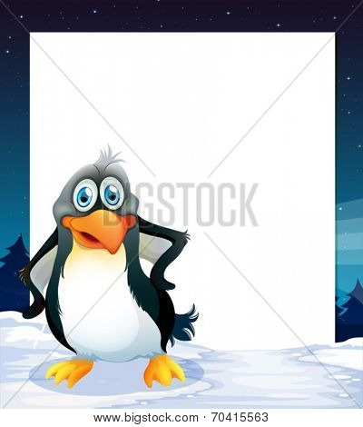 Illustration of a banner with penquin background