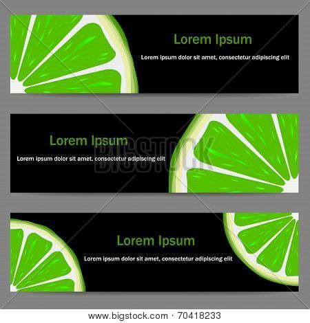Set of banners with oranges