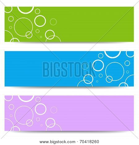 Set of color banners with white circles