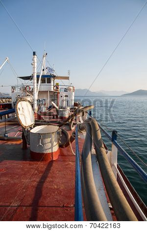 Deck Of An Old Water Ship - Rusty, Antique Details Of Ancient Technology.