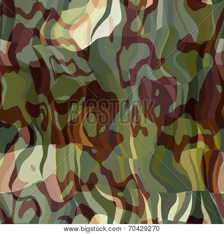 art abstract colorful chaotic waves seamless pattern in Klimt style; background in green, yellow, brown and beige colors