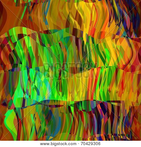 art abstract rainbow chaotic waves seamless pattern in Klimt style; background in gold, green, brown, blue, orange and red  colors