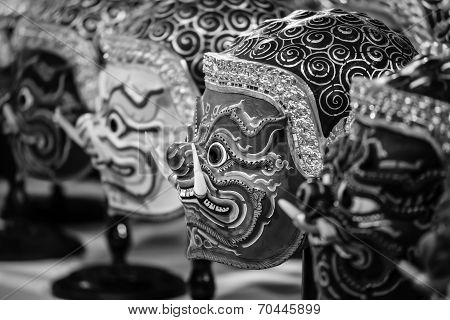 Thai Traditional Mask Used in Thai traditional dance of the Ramayana Saga
