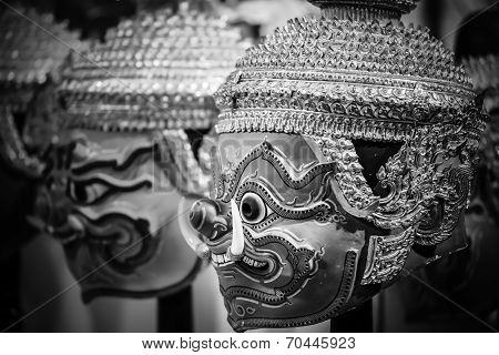 Thai Traditional Mask, used in Khon - Traditional dance of the Ramayana Saga